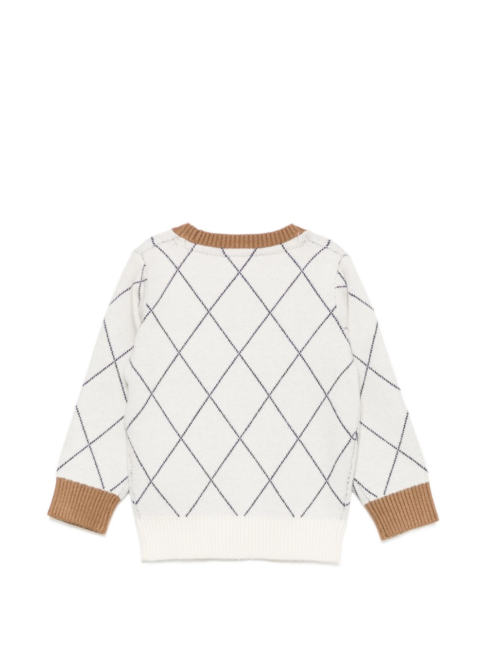Cardigan per neonato Trussardi Kids bianco con motivo a quadri TIA26095CD OFF-WHITE TRUSSARDI KIDS 