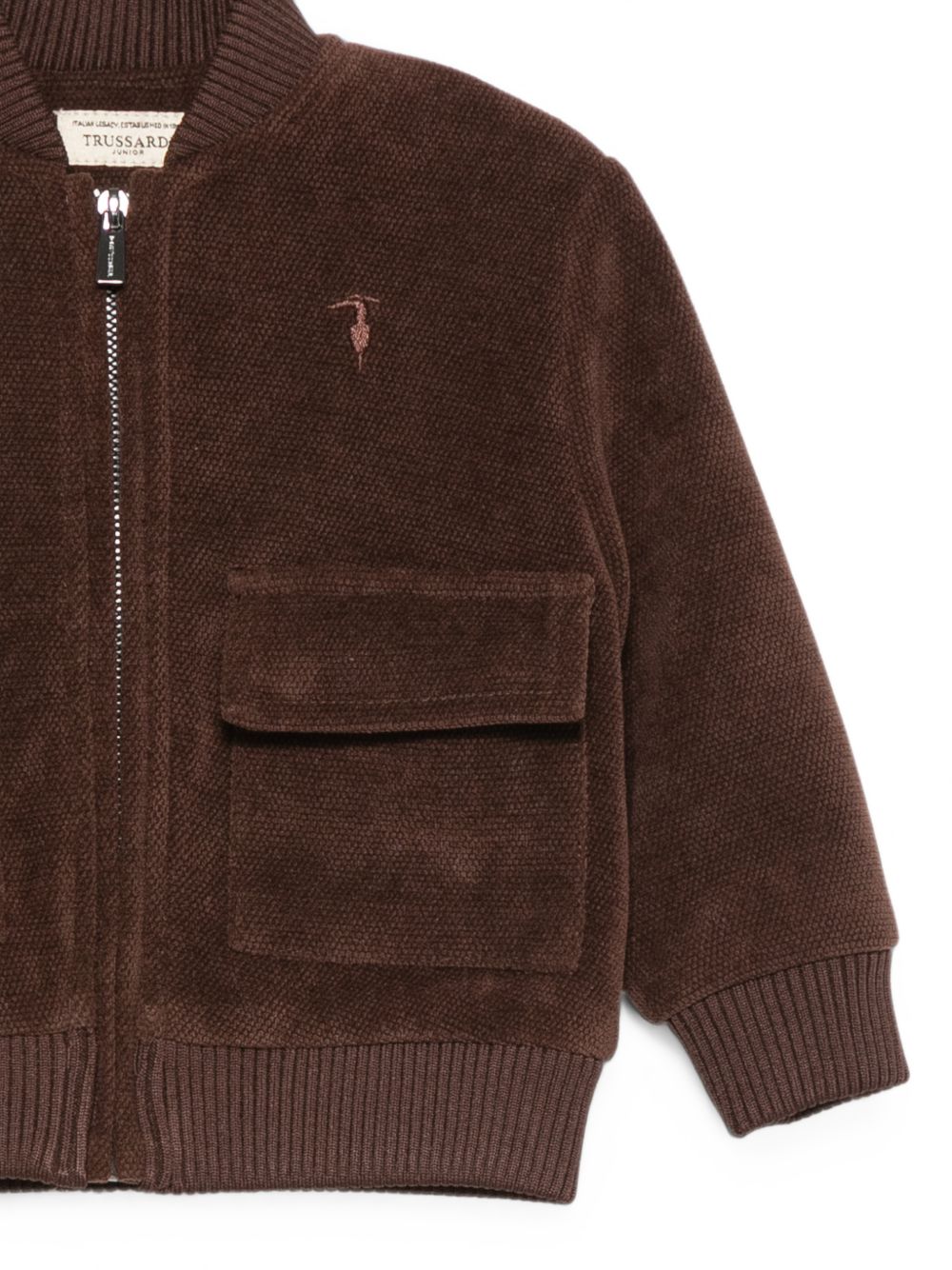 Giubbino per neonato Trussardi Kids marrone con due tasche applicate TIA26106FE BROWN TRUSSARDI KIDS 