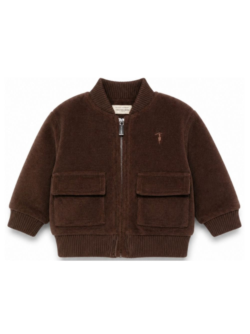 Giubbino per neonato Trussardi Kids marrone con due tasche applicate TIA26106FE BROWN TRUSSARDI KIDS 