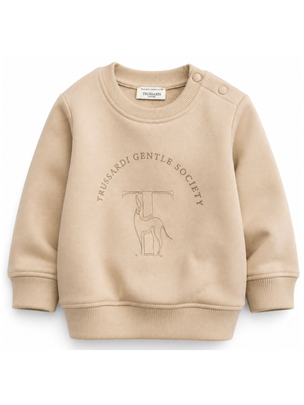 Felpa per neonato Trussardi Kids beige con logo ricamato sul davanti TIA26168FE CAMEL TRUSSARDI KIDS 