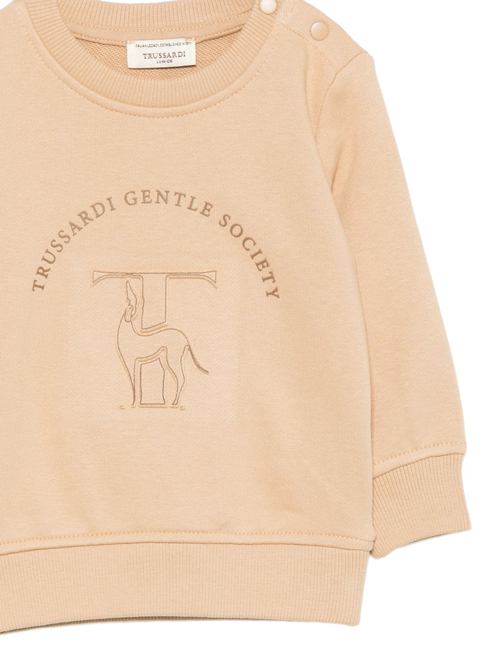 Felpa per neonato Trussardi Kids beige con logo ricamato sul davanti TIA26168FE CAMEL TRUSSARDI KIDS 