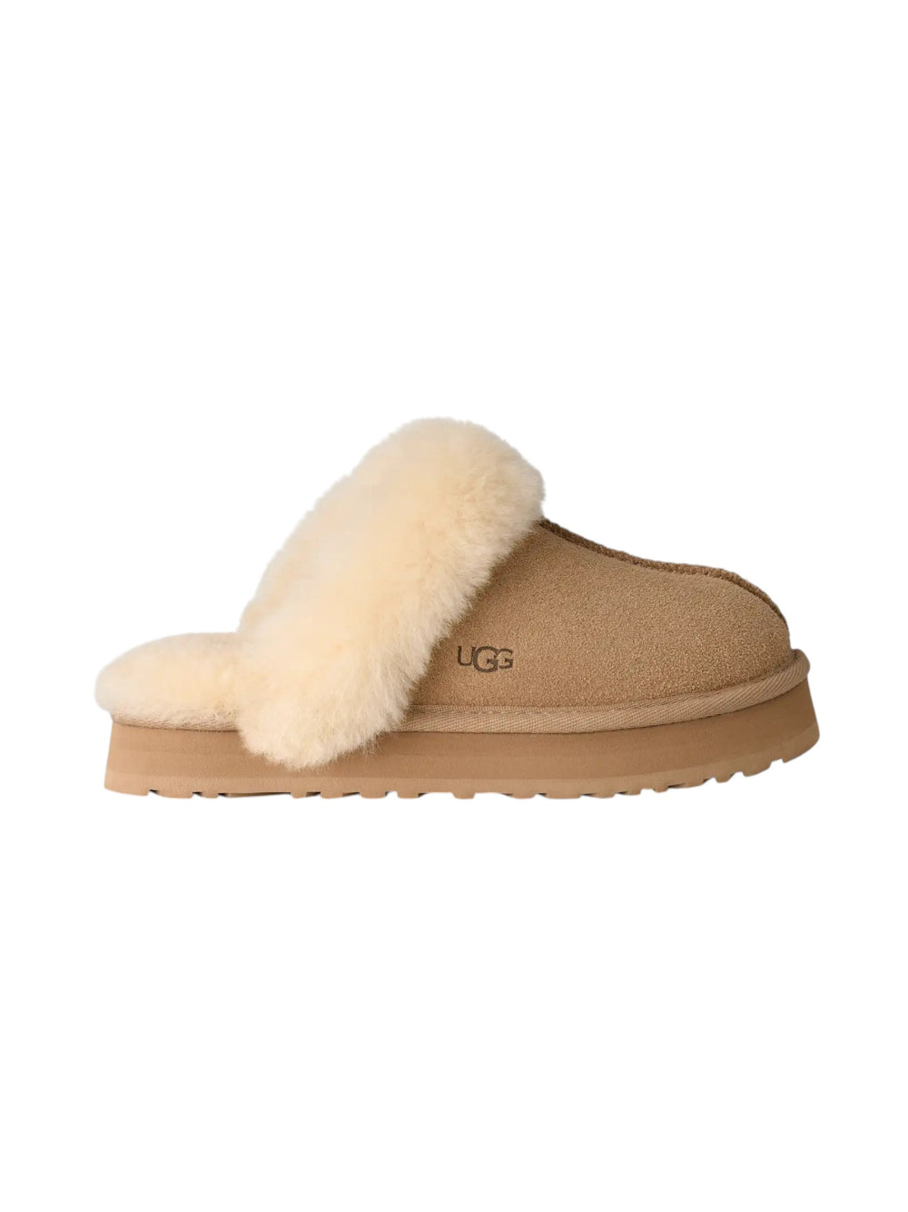 Ciabatte Disquette per bambina Ugg Kids beige con collarino in montone 1171199K SAN UGG KIDS 