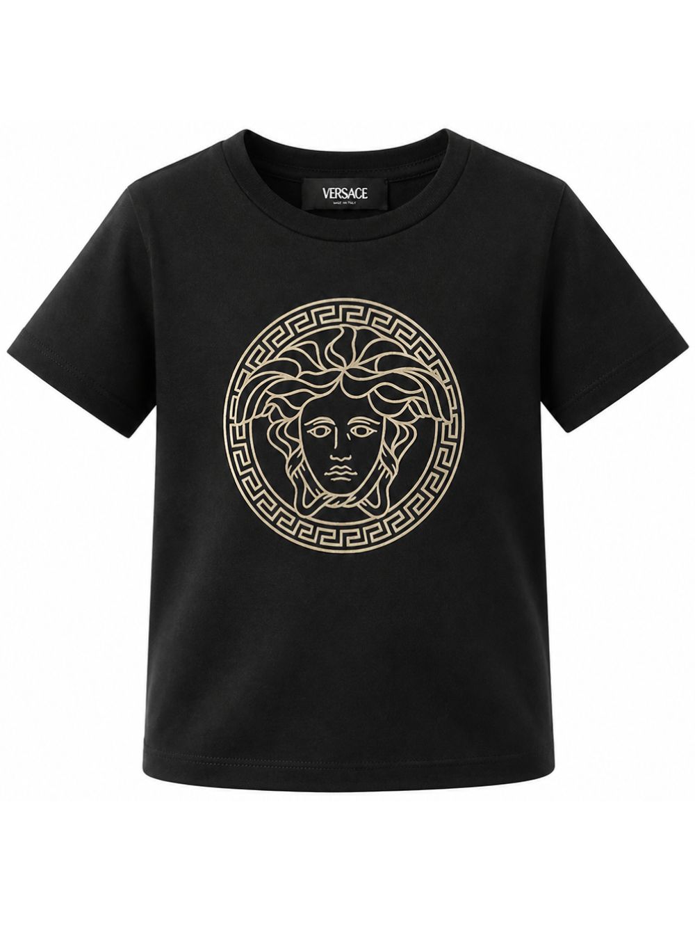 T-shirt per bambini Versace Kids nera con stampa grafica Medusa sul davanti 10002391A11718 2B130 VERSACE KIDS 