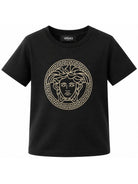T-shirt per bambini Versace Kids nera con stampa grafica Medusa sul davanti 10002391A11718 2B130 VERSACE KIDS 