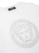 T-shirt per bambini Versace Kids bianca con stampa medusa sul davanti 10002391A11718 2W270 VERSACE KIDS 