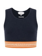 Top per bambina Versace Kids blu con fascia elasticizzata con motivo Greca 10249261A18119 2U9J0 VERSACE KIDS 