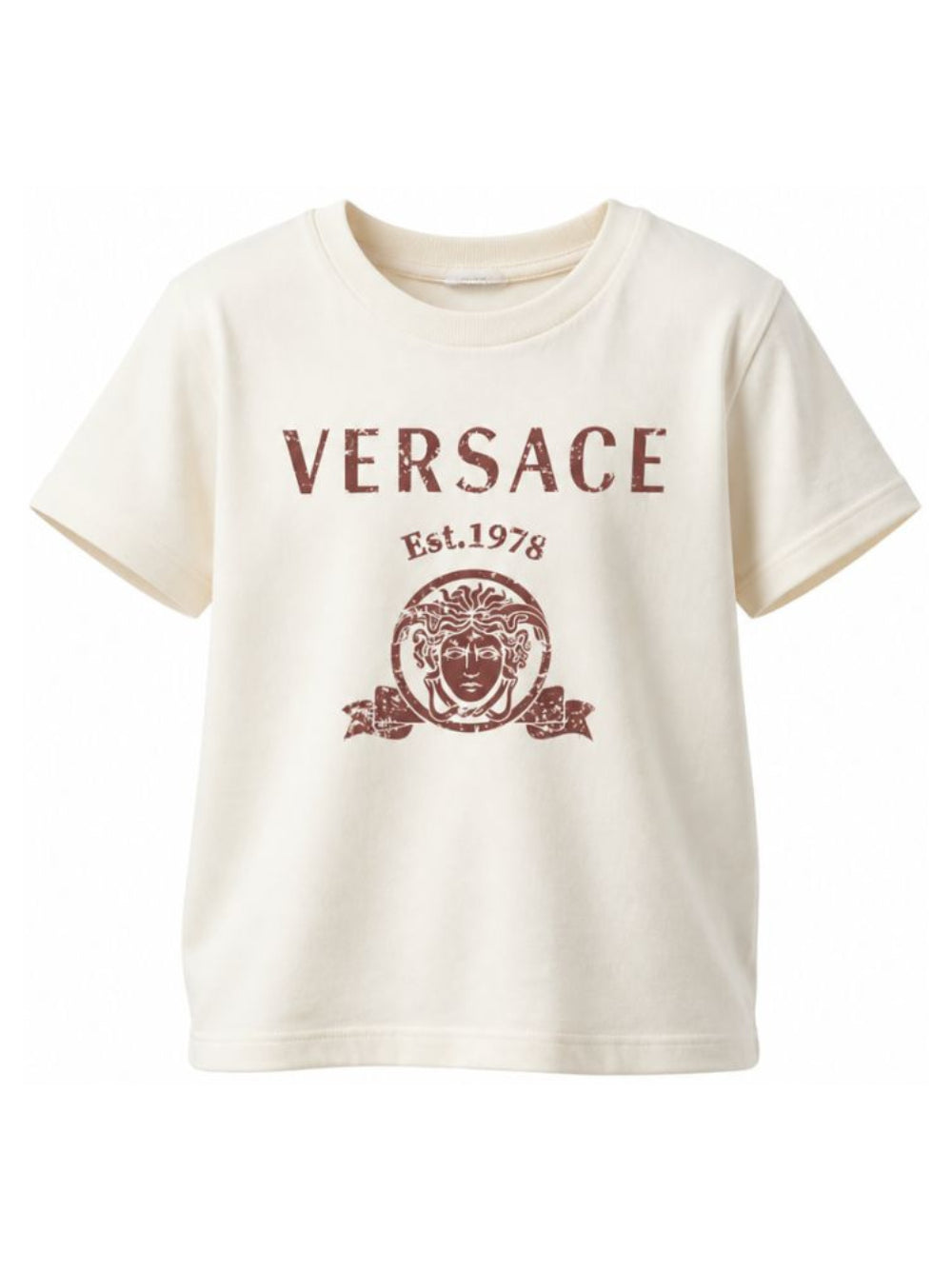 T-shirt per bambino Versace Kids beige con stampa grafica 10249461A18123 2YE00 VERSACE KIDS 
