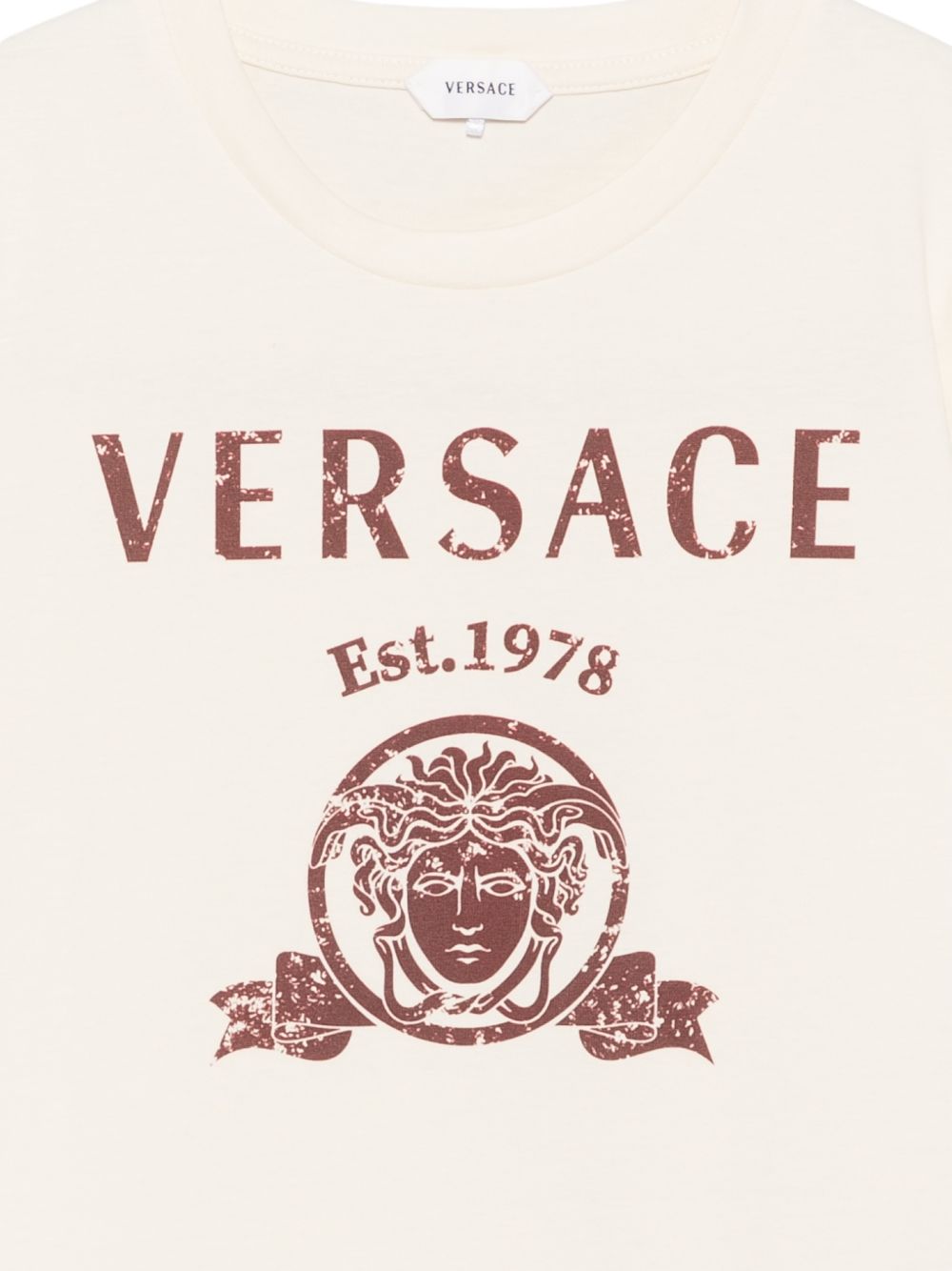 T-shirt per bambino Versace Kids beige con stampa grafica 10249461A18123 2YE00 VERSACE KIDS 