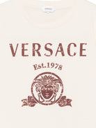 T-shirt per bambino Versace Kids beige con stampa grafica 10249461A18123 2YE00 VERSACE KIDS 
