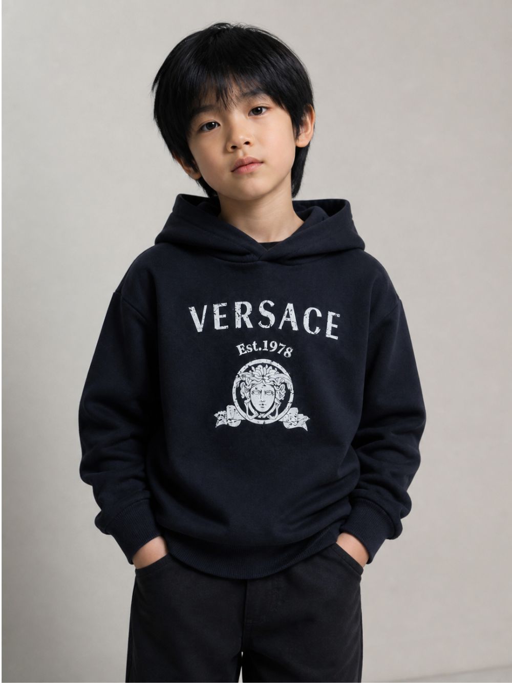 Felpa per bambino Versace Kids blu con stampa grafica 10249501A18126 2U4K0 VERSACE KIDS 