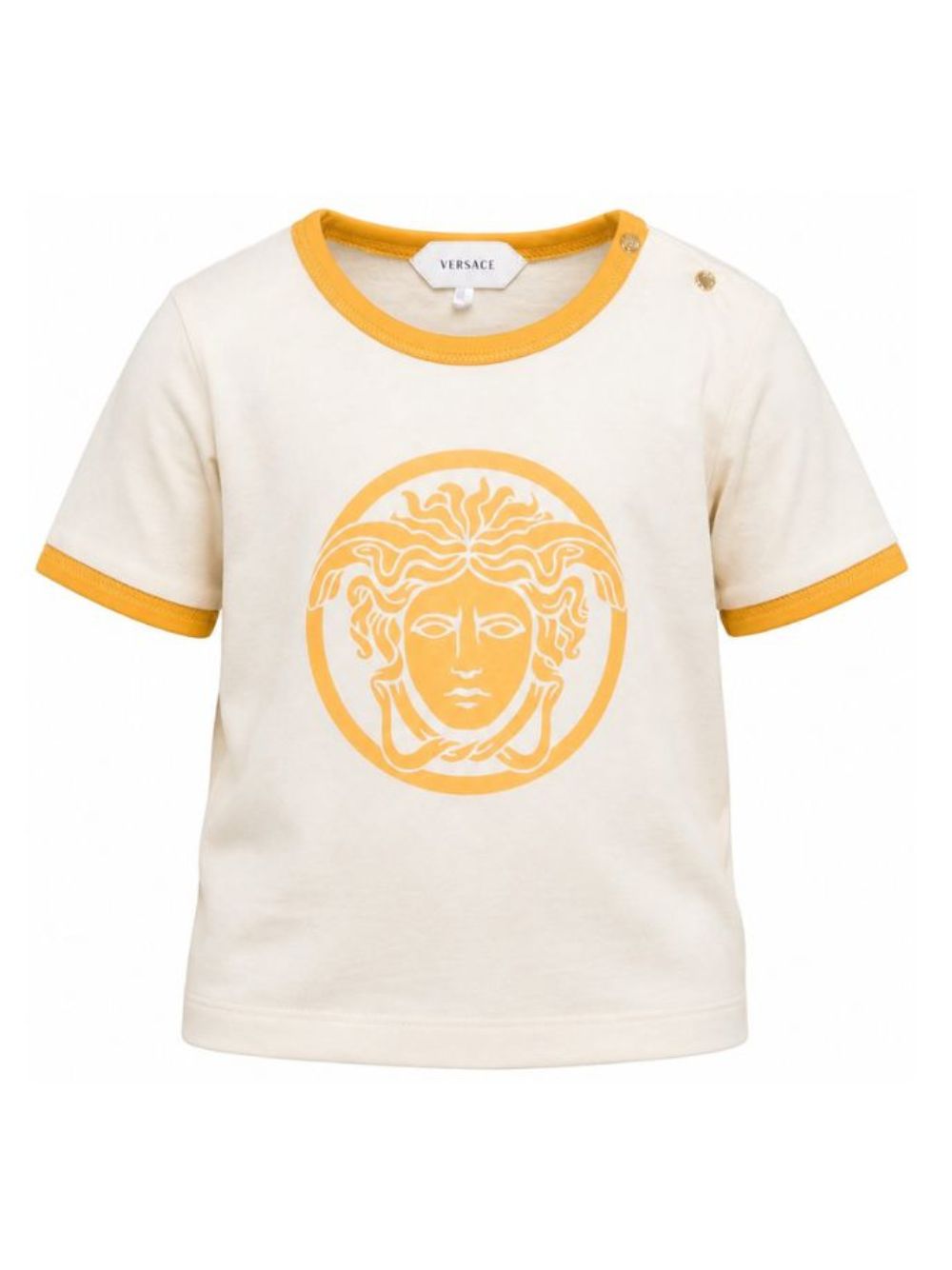 T-shirt per neonati Versace Kids bianca con bordi a contrasto 10251501A18172 2YE30 VERSACE KIDS 