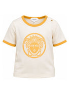 T-shirt per neonati Versace Kids bianca con bordi a contrasto 10251501A18172 2YE30 VERSACE KIDS 