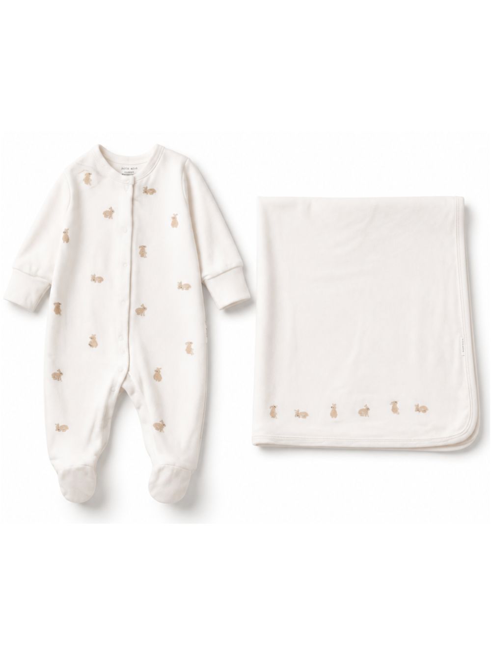 Set tutina e copertina per neonati Avery Row Kids beige con coniglietti ricamato GS3BUN BUNNIES AVERY ROW KIDS 