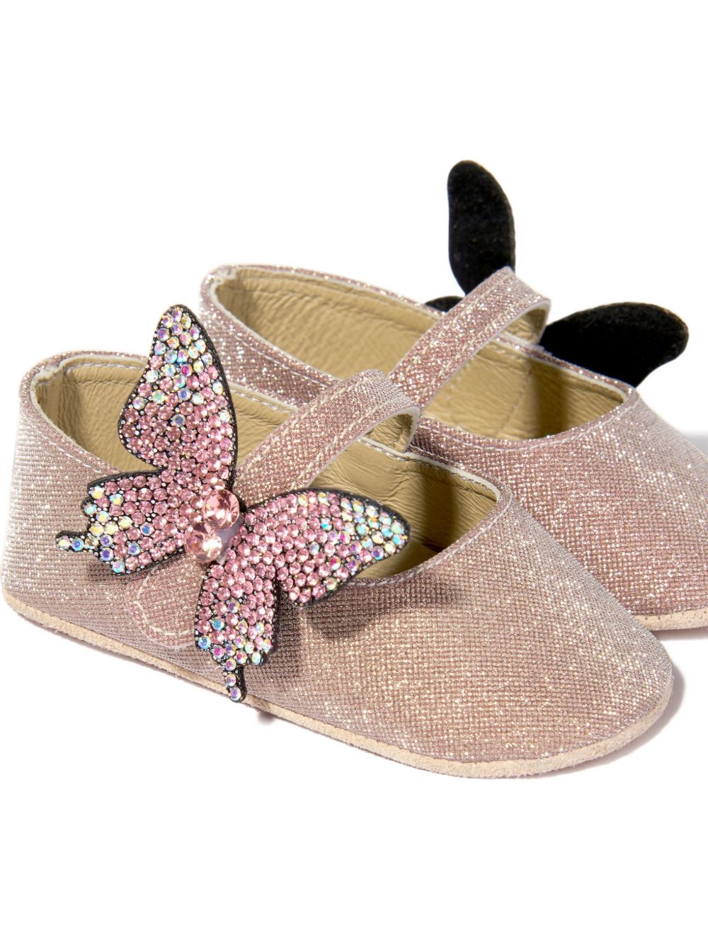 Ballerine per neonata BabyWalker Kids rosa con glitter e decorazione a farfalla PB1644 DUSTY PINK BABYWALKER KIDS 