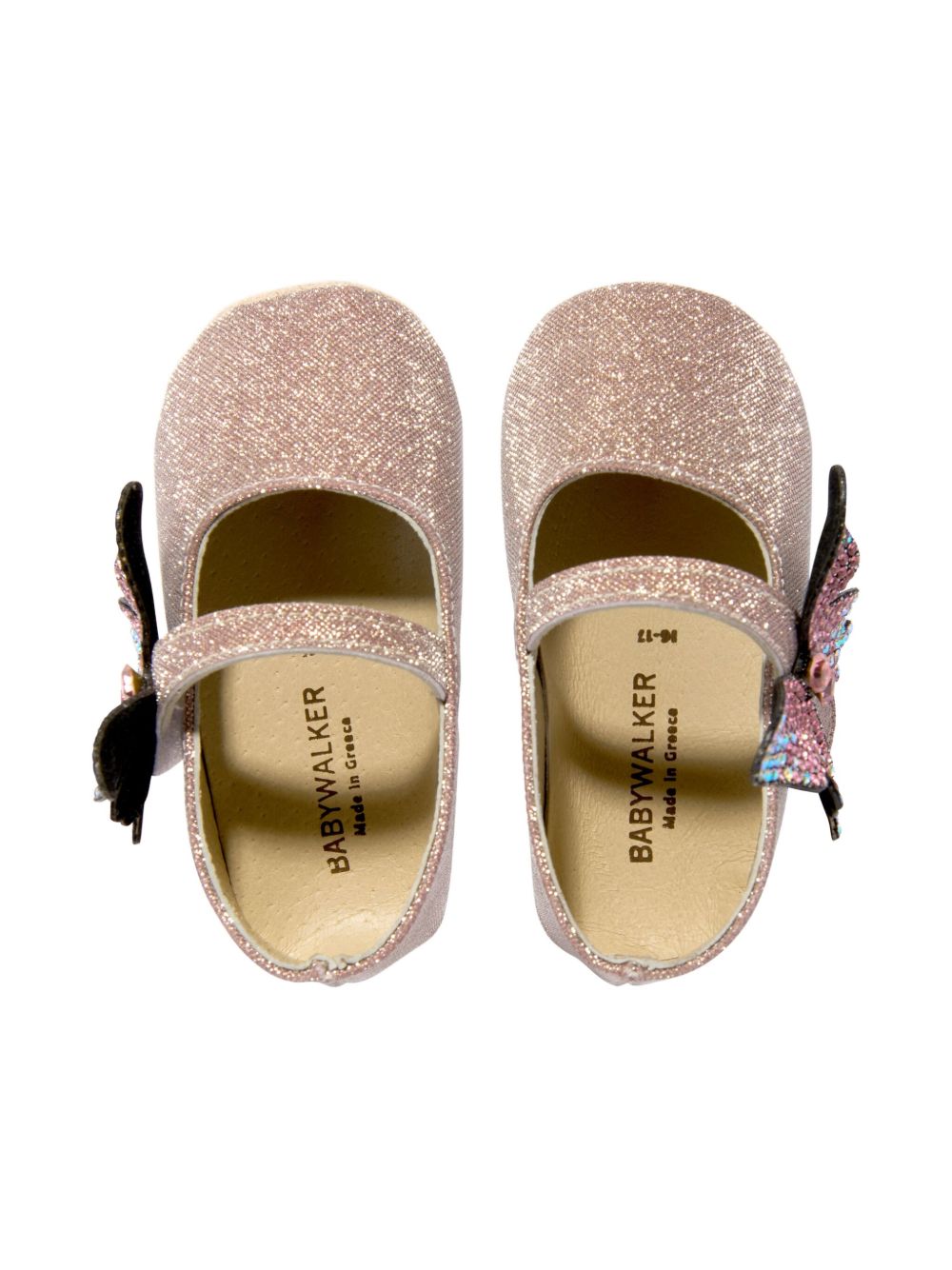 Ballerine per neonata BabyWalker Kids rosa con glitter e decorazione a farfalla PB1644 DUSTY PINK BABYWALKER KIDS 