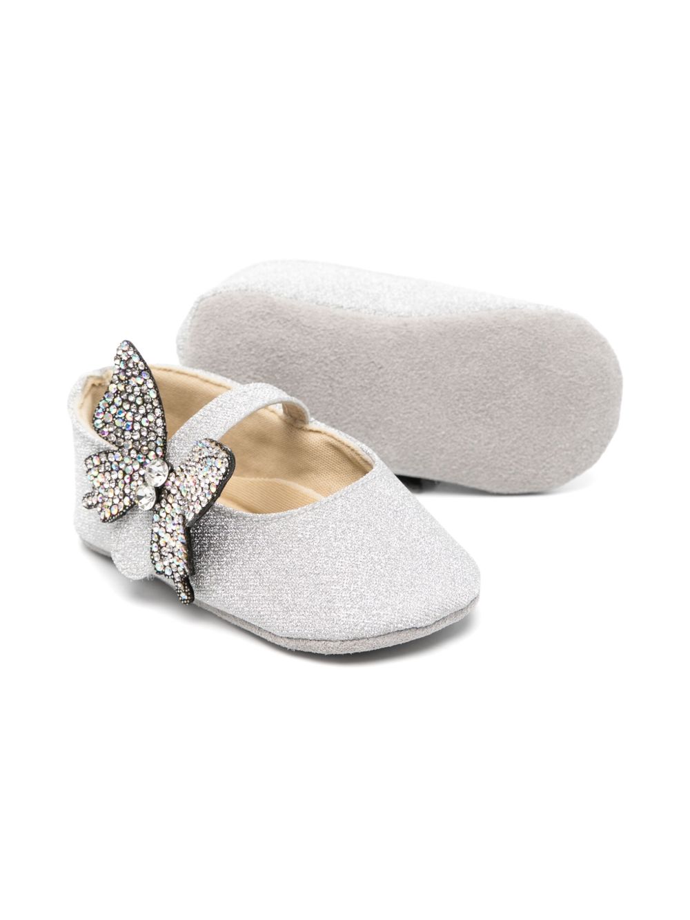 Ballerine per neonata BabyWalker Kids argento con glitter e decorazione a farfalla PB1644 SILVER BABYWALKER KIDS 