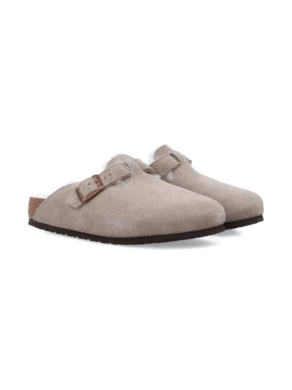 Ciabatte Boston per bambini Birkenstock Kids grigie con fodera in shearling 1030480 TAUPE BIRKENSTOCK KIDS 