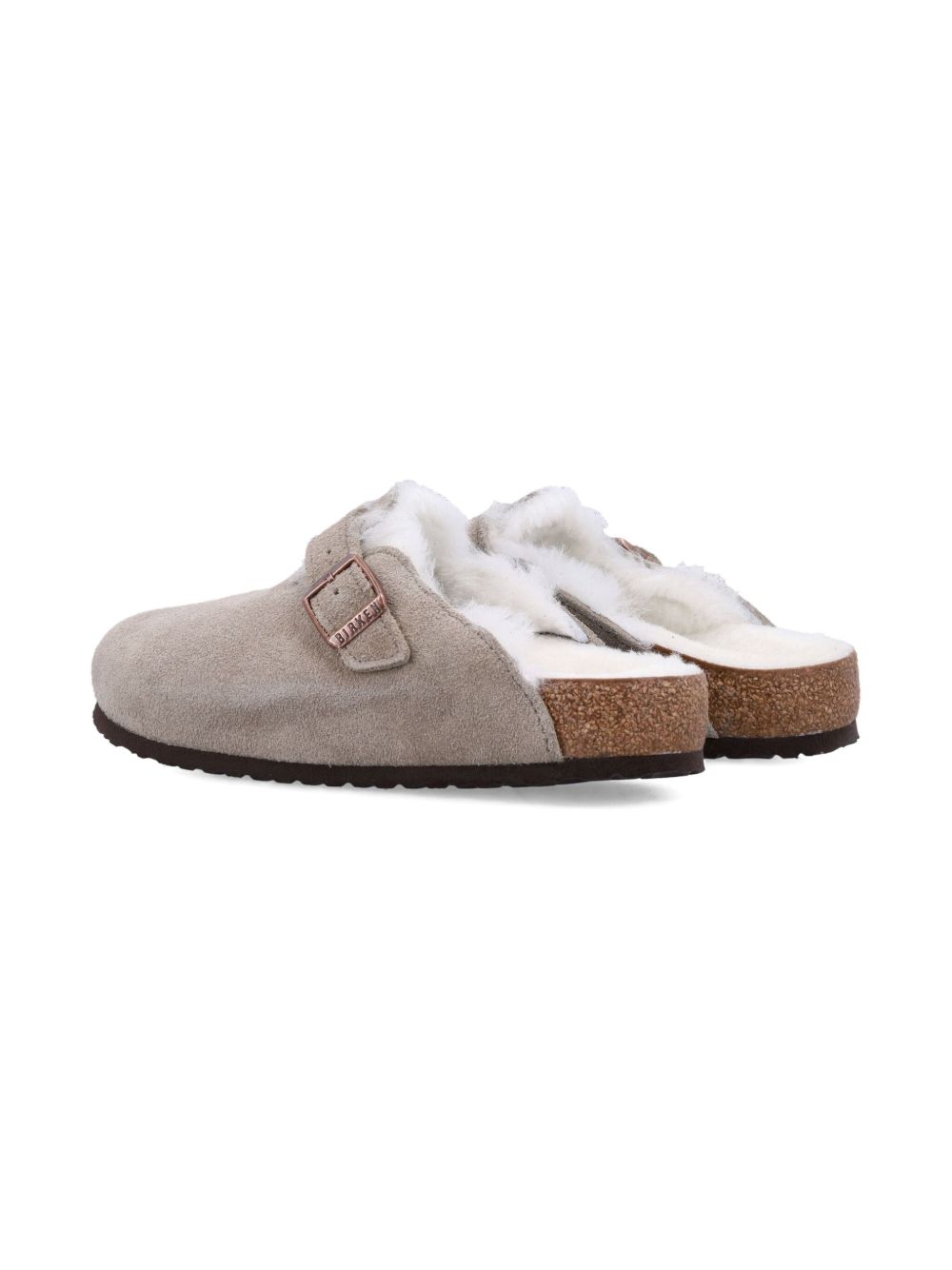 Ciabatte Boston per bambini Birkenstock Kids grigie con fodera in shearling 1030480 TAUPE BIRKENSTOCK KIDS 