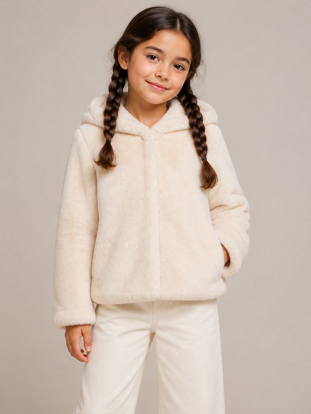 Giubbino per bambina Colorichiari bianco in pelliccia sintetica FB158833 5049 21 COLORICHIARI KIDS 