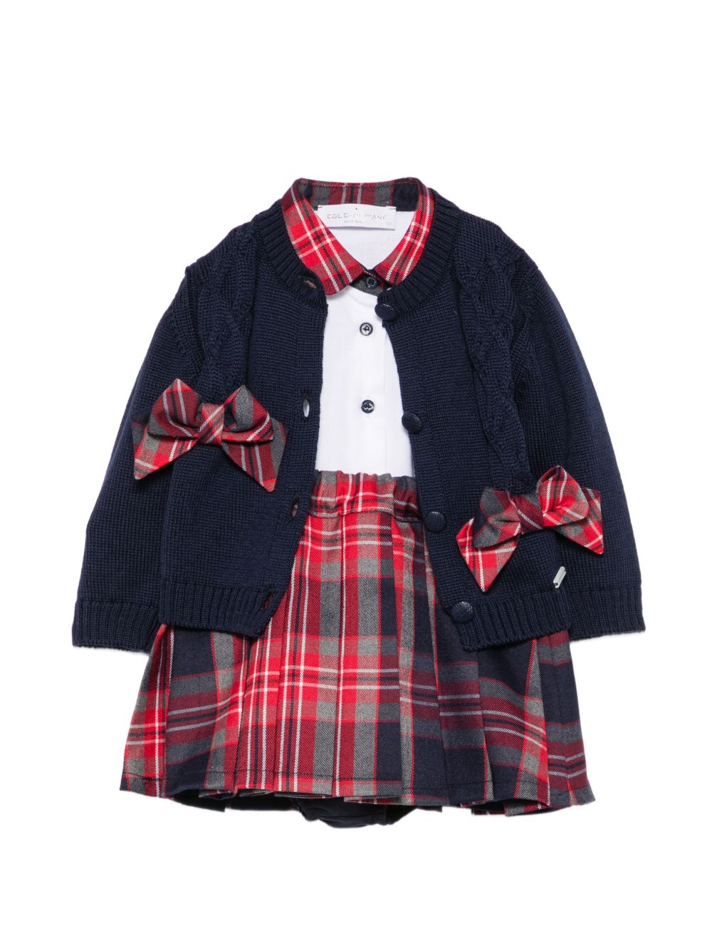 Set camicia gonna e cardigan per neonata Colorichiari multicolore con motivo Tartan FF438759 2088c 60 COLORICHIARI KIDS 