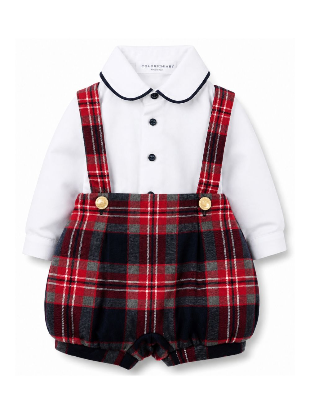 Set camicia e salopette per neonato Colorichiari multicolore con motivo tartan MF218755 4997 70 COLORICHIARI KIDS 