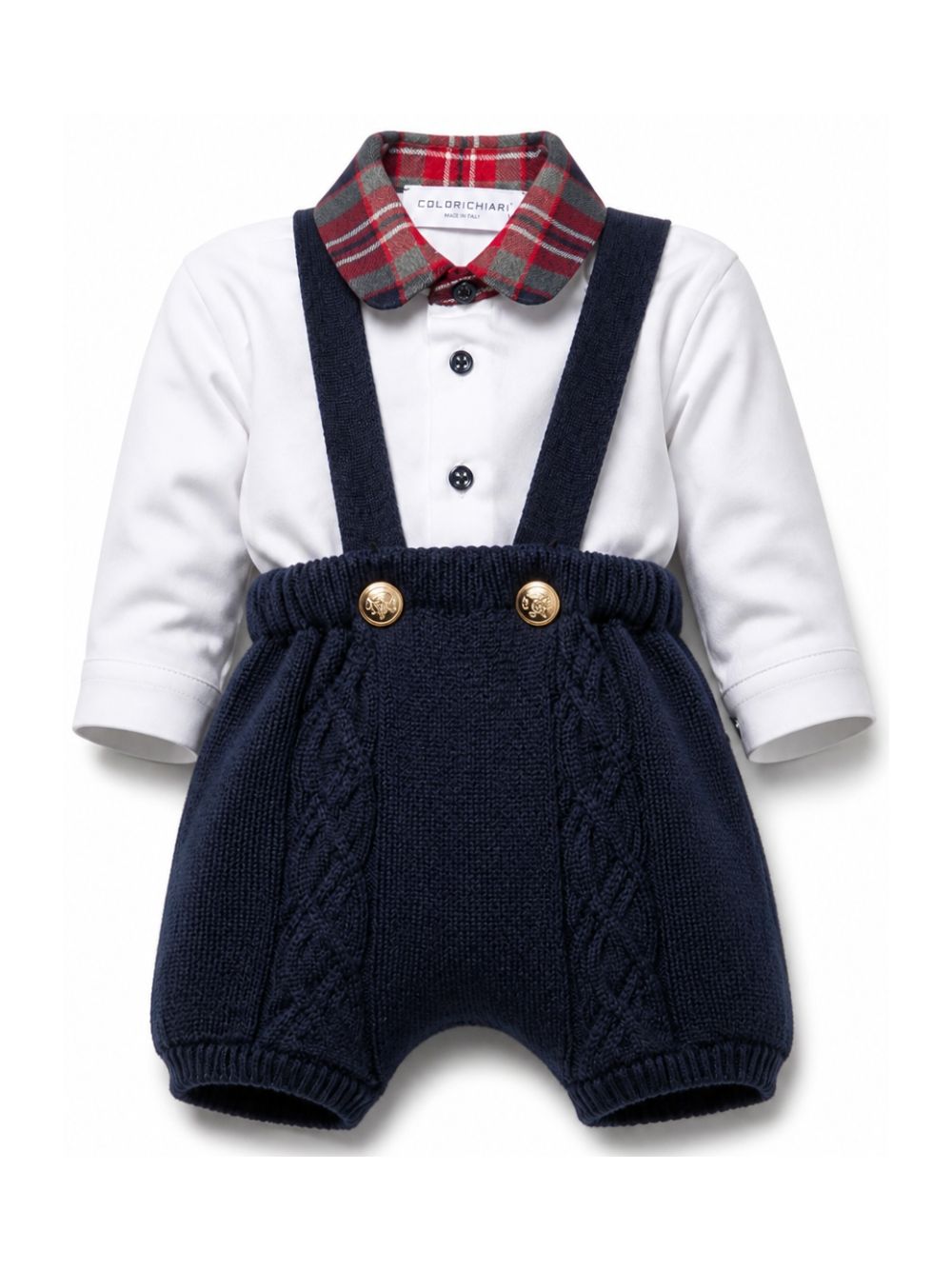 Set camicia e salopette per neonato Colorichiari multicolore con colletto con motivo tartan MF218756 2088 60 COLORICHIARI KIDS 