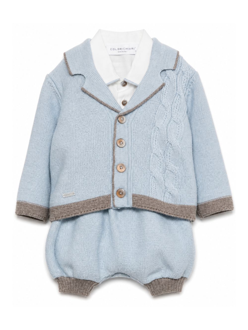 Set camicia cardigan e pantaloni per neonato Colorichiari azzurro con colletto alla Peter Pan MF438642 2088 5197 COLORICHIARI KIDS 