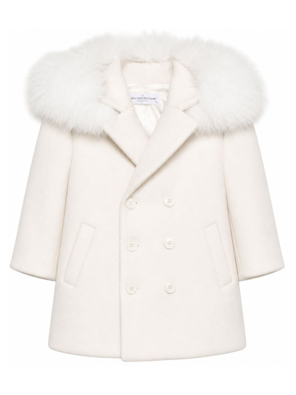 Cappotto per neonata Colorichiari bianco con finitura in pelliccia MN148745 4729 20 COLORICHIARI KIDS 