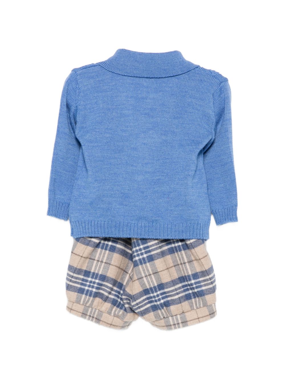 Set cardigan camicia shorts e papillon per neonato Colorichiari azzurro con design a quadri MN408713 5008 64 COLORICHIARI KIDS 