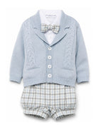 Set cardigan camicia shorts e papillon per neonato Colorichiari azzurro con design a quadri MN408733 5010 51 COLORICHIARI KIDS 