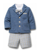 Set giacca camicia pantaloni e papillon per neonato Colorichiari blu con motivo a quadri MN508715 5012 64 COLORICHIARI KIDS 