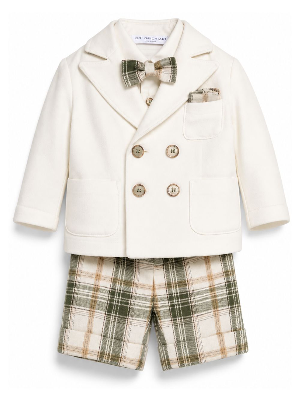 Set camicia giacca papillon e pantaloni per neonato Colorichiari multicolore con design a quadri MN508723 3626 20 COLORICHIARI KIDS 