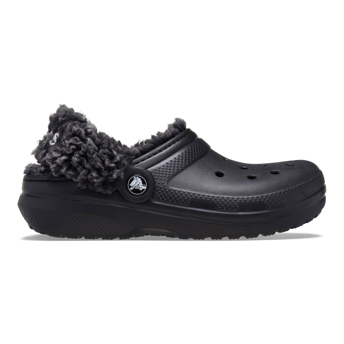 Ciabatte Classic Fleece Lined Clog T per bambini Crocs Kids nere con cinturino in pile sherpa 212857 BLK CROCS KIDS 