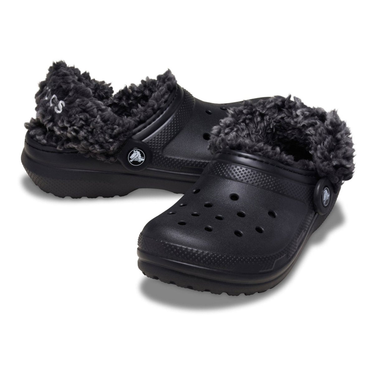 Ciabatte Classic Fleece Lined Clog T per bambini Crocs Kids nere con cinturino in pile sherpa 212857 BLK CROCS KIDS 