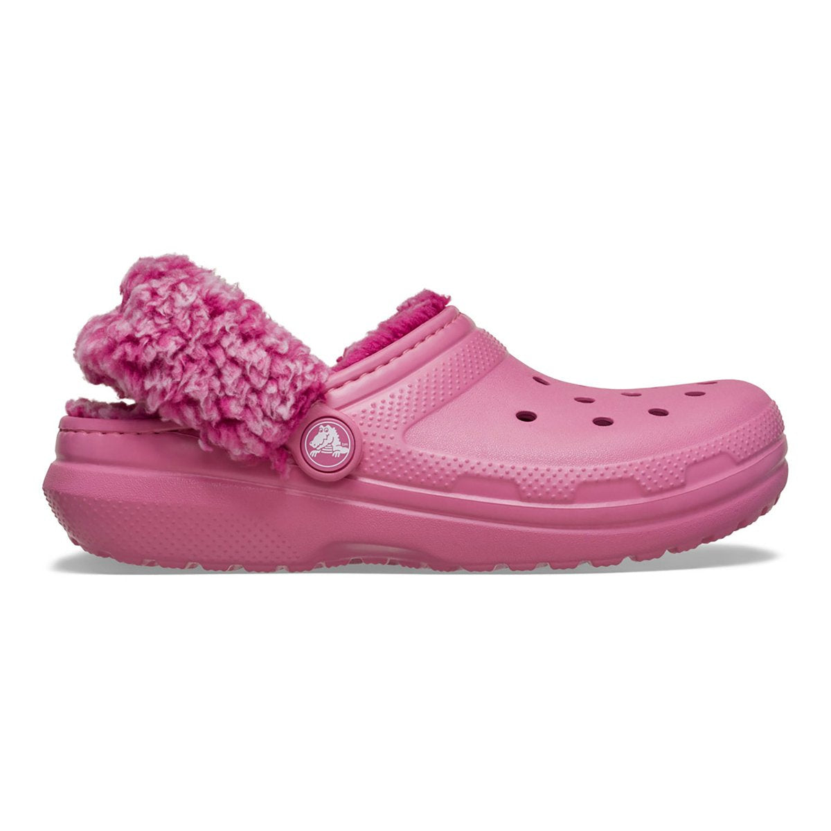 Ciabatte Fleece Lined Clog K per bambina Crocs Kids rosa con cinturino in pile sherpa 212857 QURO CROCS KIDS 