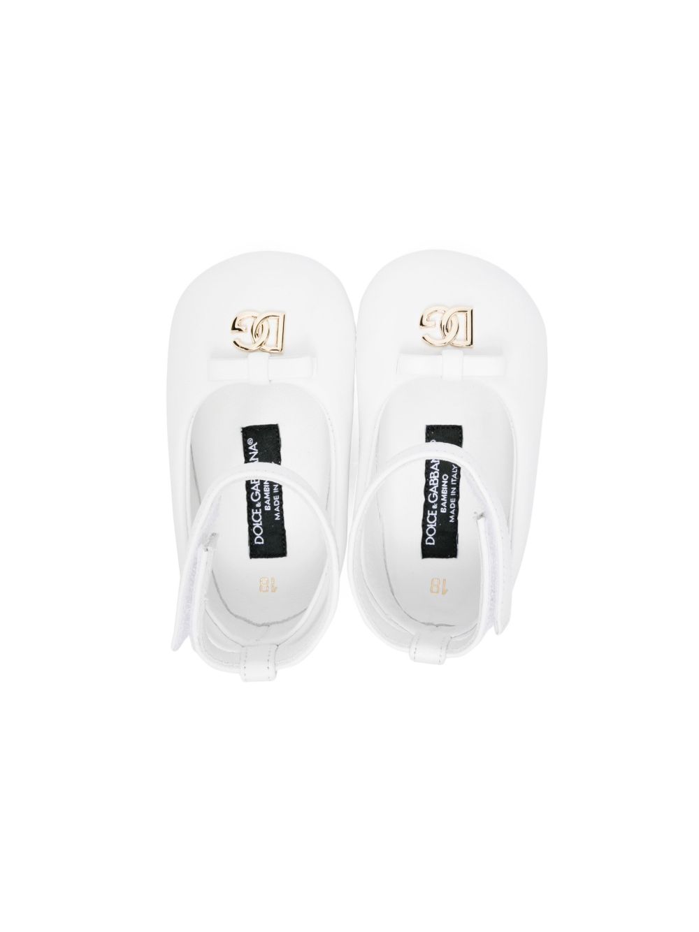 Ballerine per neonata Dolce & Gabbana Kids bianche con placca logo DK0065 AB793 80001 DOLCE & GABBANA KIDS 