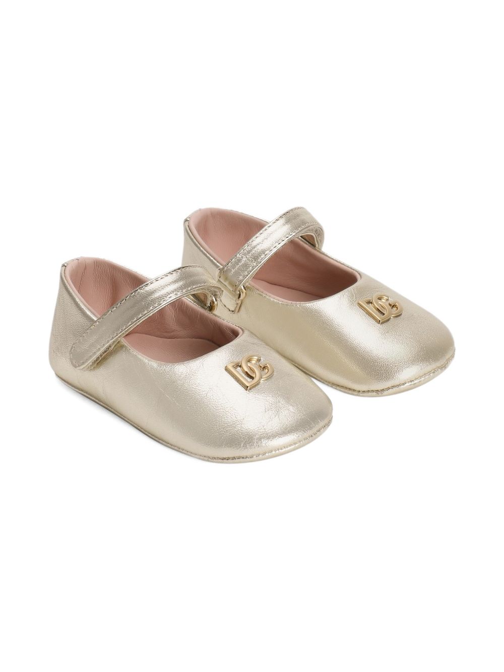 Ballerine per neonata Dolce & Gabbana Kids color oro con placca logo DK0161 AJ133 80988 DOLCE & GABBANA KIDS 
