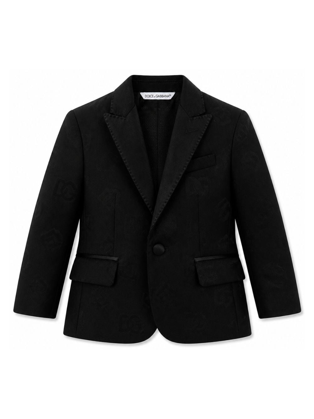 Blazer monopetto per bambino Dolce & Gabbana Kids nero con effetto jacquard L41J70 FJBAK N0000 DOLCE & GABBANA KIDS 
