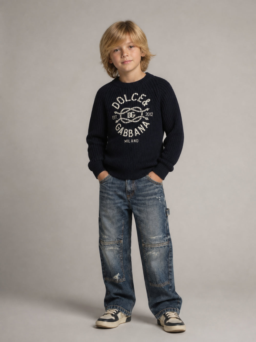 Jeans per bambino Dolce & Gabbana Kids in denim con cinque tasche L42F95 LDE13 S9000 DOLCE & GABBANA KIDS 