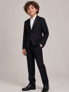 Pantaloni per bambino Dolce & Gabbana Kids neri con dettaglio con inserti L45P14 G7PQI B0665 DOLCE & GABBANA KIDS 