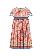 Abito per bambina Dolce & Gabbana Kids rosa con stampa Carretto Siciliano L53DU2 FI5O1 HF6CK DOLCE & GABBANA KIDS 