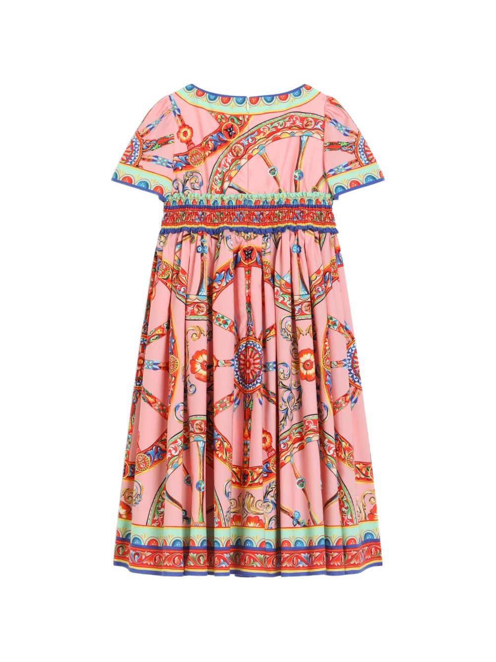 Abito per bambina Dolce & Gabbana Kids rosa con stampa Carretto Siciliano L53DU2 FI5O1 HF6CK DOLCE & GABBANA KIDS 