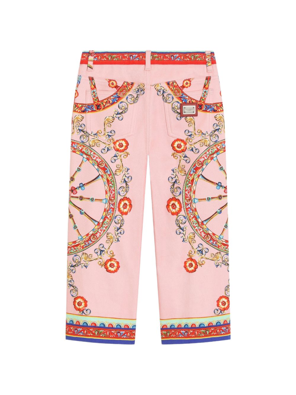 Pantaloni per bambina Dolce & Gabbana Kids rosa a cinque tasche con stampa Carretto L53F04 LDE05 S9000 DOLCE & GABBANA KIDS 