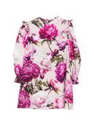 Abito per bambina Dolce & Gabbana Kids beige con stampa peonie L54DW5 G7QZV HF6FZ DOLCE & GABBANA KIDS 