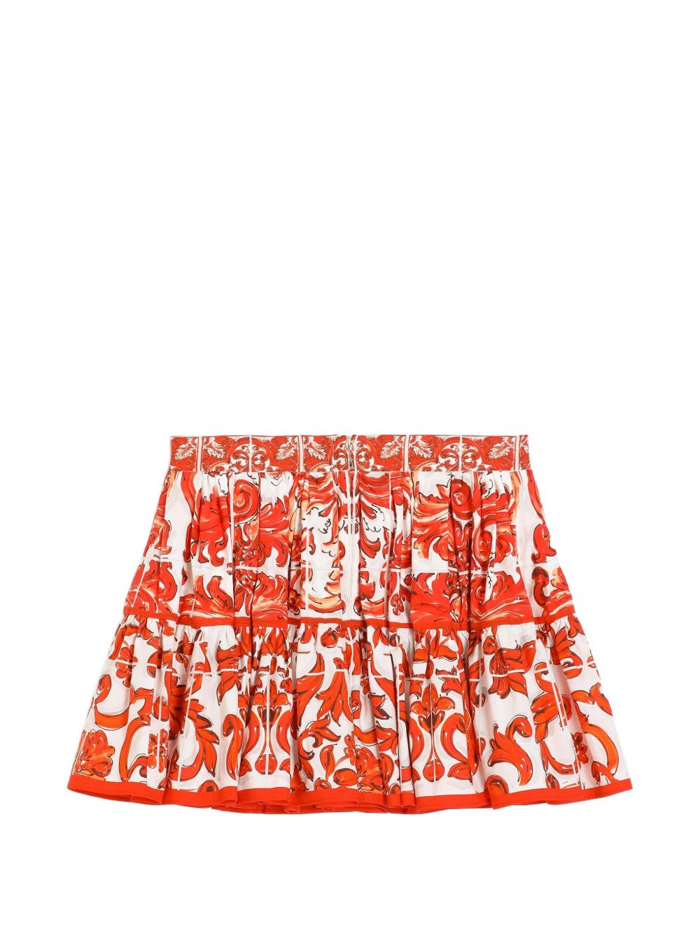 Gonna per bambina Dolce & Gabbana Kids arancione con motivo maiolica L54I49 G7P4N IO5DQ DOLCE & GABBANA KIDS 