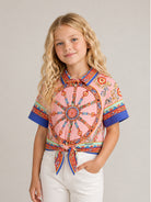 Camicia per bambina Dolce & Gabbana Kids rosa con stampa Carretto Siciliano L54S05 FI5O1 HF6CK DOLCE & GABBANA KIDS 