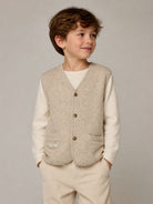 Gilet in maglia per bambini Donsje beige con scollo a V 4101400 00182 DONSJE KIDS 