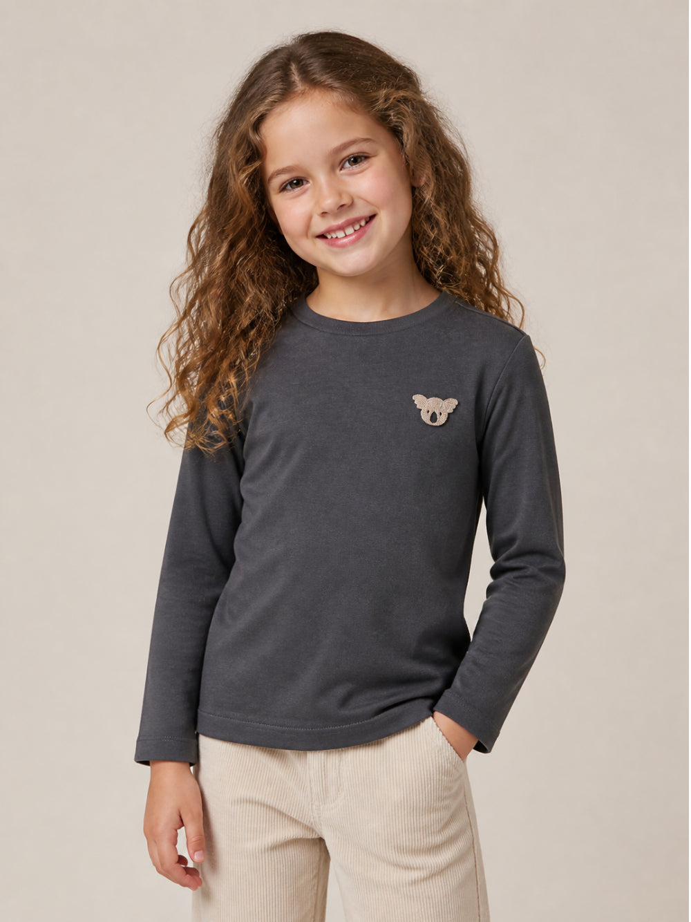 T-shirt per bambini Donsje grigia con ricamo Koala 4101902 00027 DONSJE KIDS 