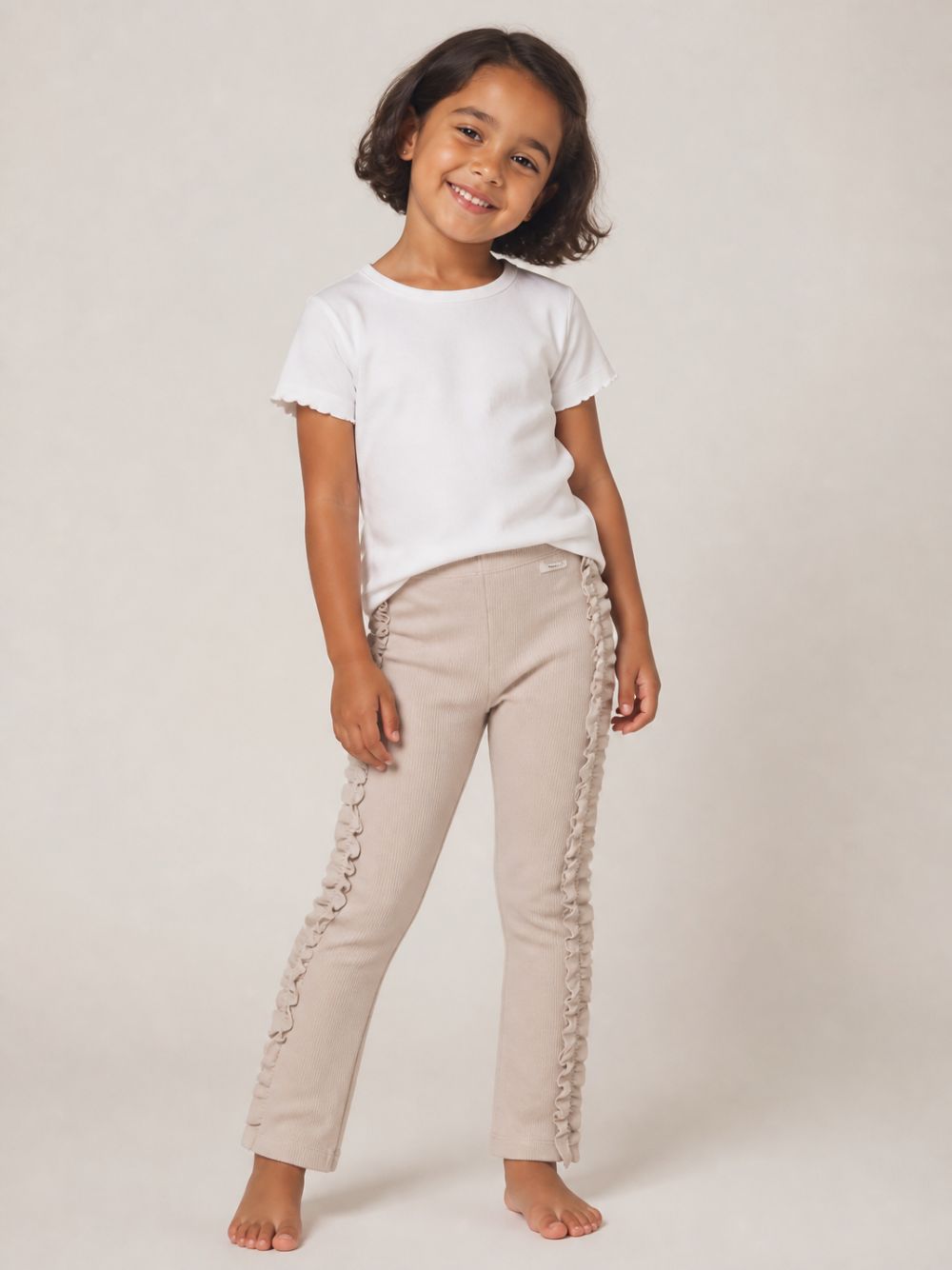 Leggings per bambina Donsje beige con volant sui lati 4119800 00106 DONSJE KIDS 
