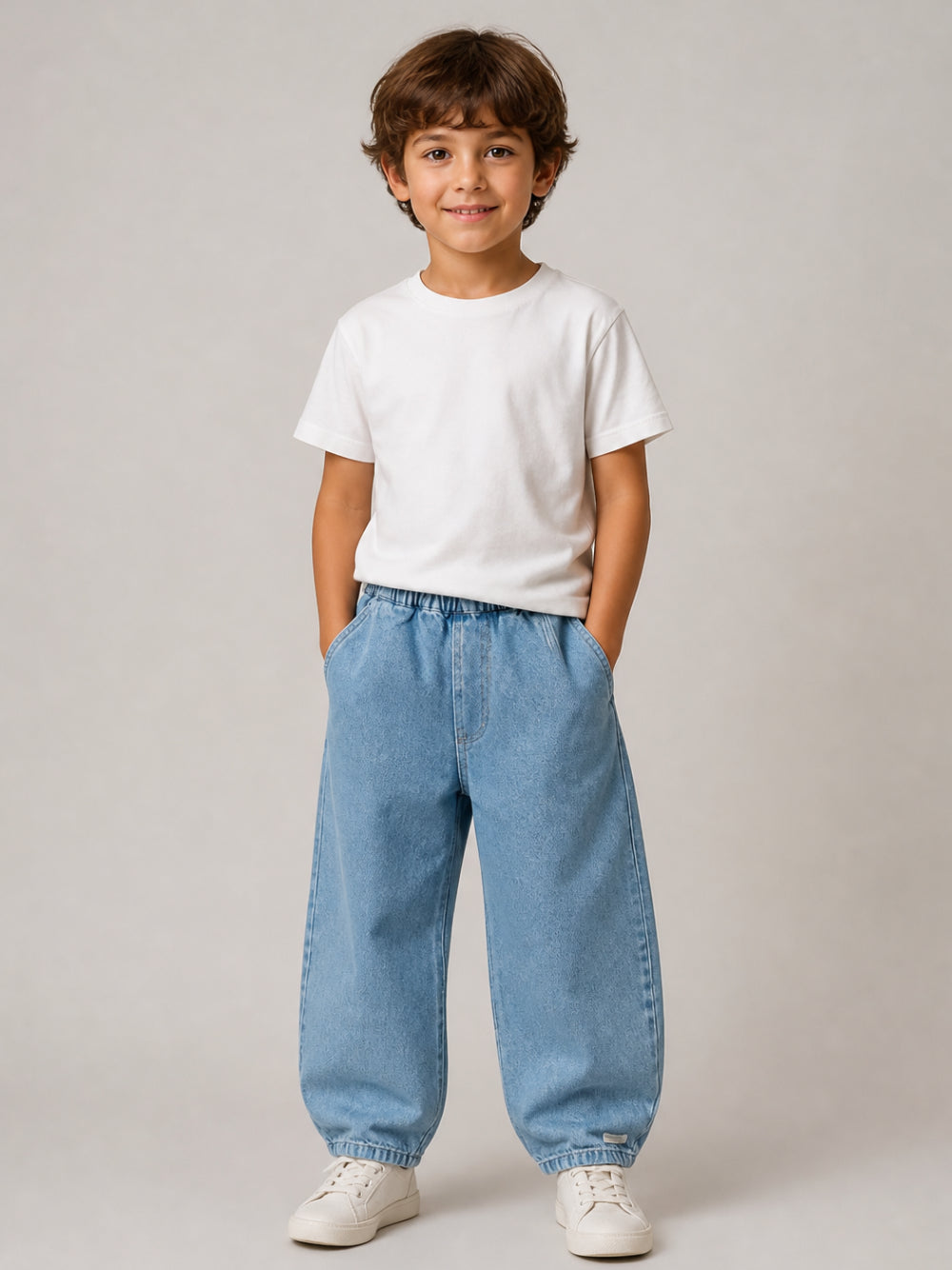 Jeans Dinotje per bambino Donsje Kids azzurri con effetto slavato 4123900 00080 DONSJE KIDS 